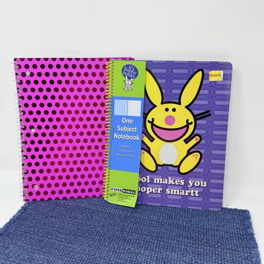 Happy Bunny Notebook 1 Subject 80 Lined Sheets SET skool Makes You Sooper Smartt